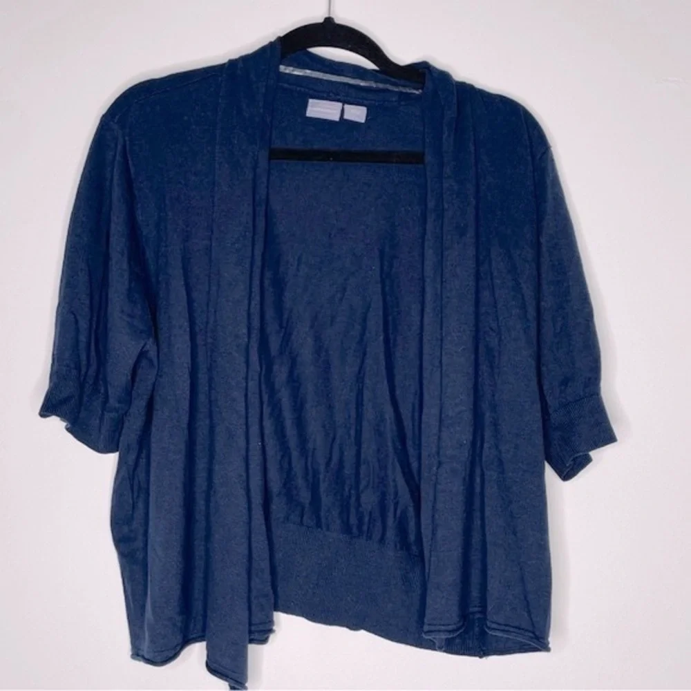 Laura Scott dark blue short sleeve open front cardigan sweater Size XL - Picture 4 of 11